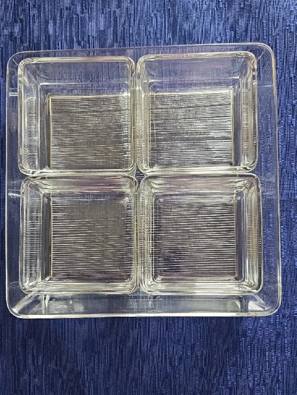 Clear Glass Square Divided Serving Tray with 4 Small Bowls - Transparent
